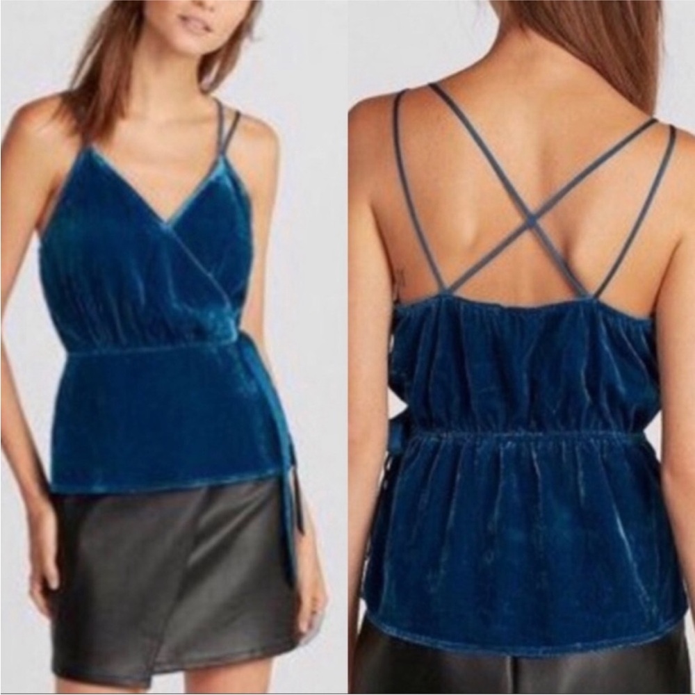 Express Blue Velvet Camisole Top